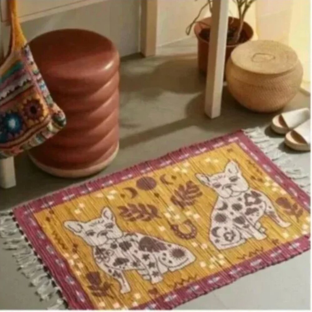 ⭐️ Tattooed Frenchie Dog Puppy Boho Peasant Hipster Hippie Deco Printed Mat Rug